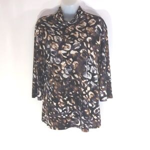 Alfani Patterned 3/4 sleeve Women's Turtleneck Top Size LP